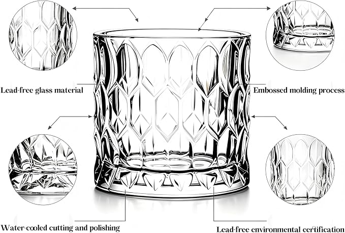 Large Whiskey Glasses 17 oz, Gifts for Men Large Crystal Old Fashioned Tumblers with Heavy Base, Unique Diamond Pattern Glassware Set for Bourbon Scotch Drinks, 500ml 1-Pcs - Image 3