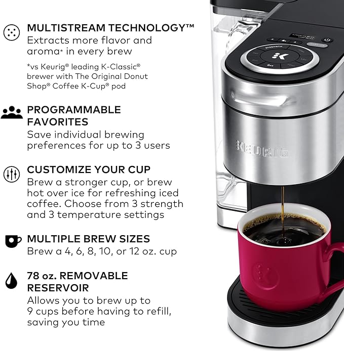 Keurig K-Supreme Plus Single Serve K-Cup Pod Coffee Maker, MultiStream Technology, Customizable Strength and Temperature Settings, Programmable, 78oz Removable Reservoir, Stainless Steel | MultiStream Technology, Customizable Strength, Temperature Sett... - Image 2