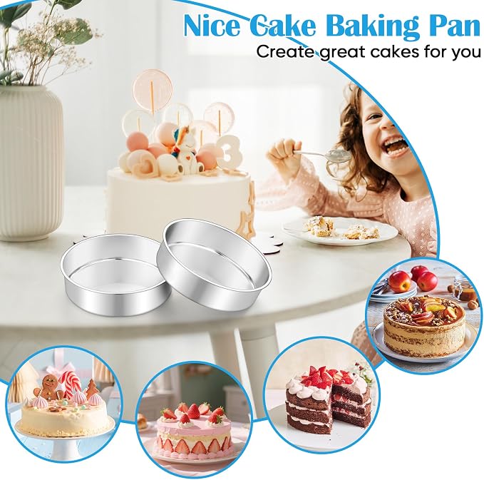 TeamFar 7 Inch Cake Pan, Stainless Steel Round Layer Cake Baking Pan | Baking Tin for Birthday Wedding, Non-Toxic & Heavy-Duty, Mirror Finish & Leak Proof, Oven & Dishwasher Safe - Image 3