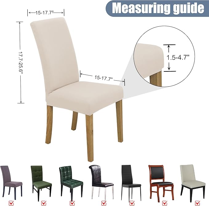 Dining Chair Covers, Stretch Seat Covers, Washable Furniture Protector | Washable, Stretch Fit, Soft, Non Slip, Dining Chair Covers, Seat Protector, Furniture Protector - Image 5
