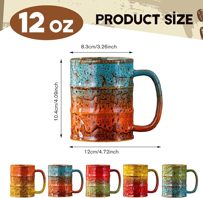 Coffee Mugs Set of 4,12 Oz Coffee Cups Ceramic, Perfect for Office Family Gatherings - Dishwasher and Microwave Safe (4, Blue and Brown) - Image 2