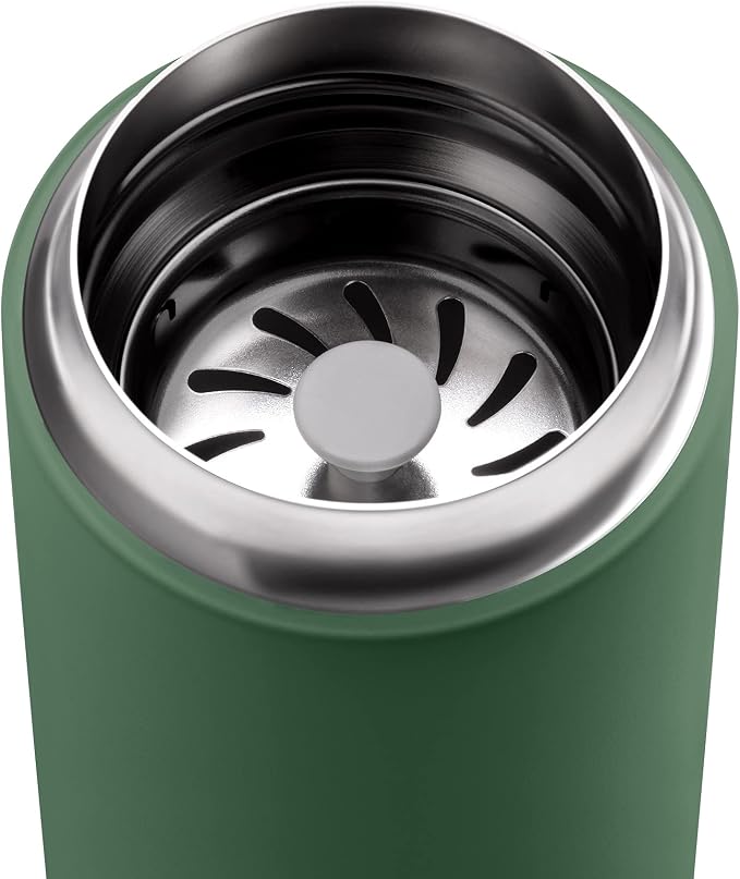 Fellow 12 oz Carter Move Travel Mug - Vacuum-Insulated Stainless Steel Travel Coffee Mug - Coffee Tumbler with Ceramic Interior and Splash Guard - Cargo Green - Image 4