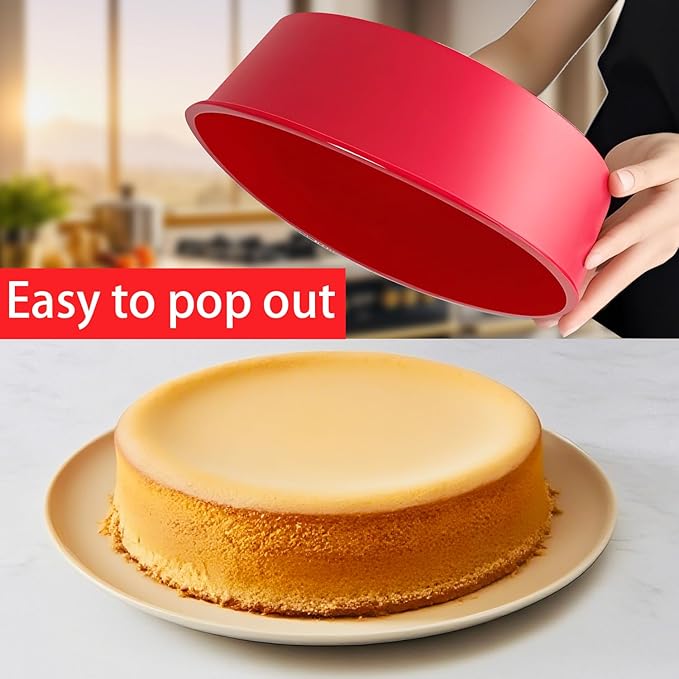 AVIDON 8 inch Cake Pans- Silicone Round Cake Molds for Layer Cake, Cheese Cake and Chocolate Cake, Non-stick and dishwasher safe silicone baking pans (2)