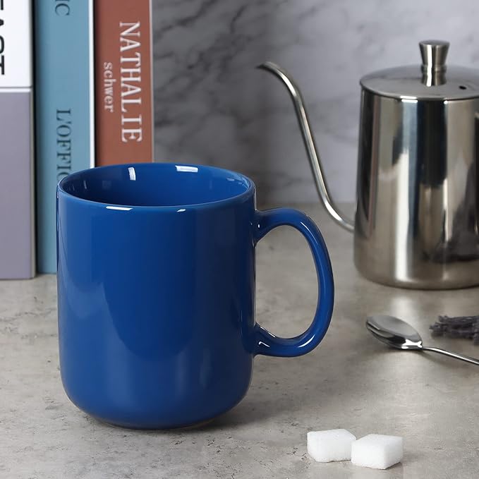 20 OZ Large Coffee Mug, M016 Ceramic Big Tea Cup with Handle for Dad Men, Blue - Image 2