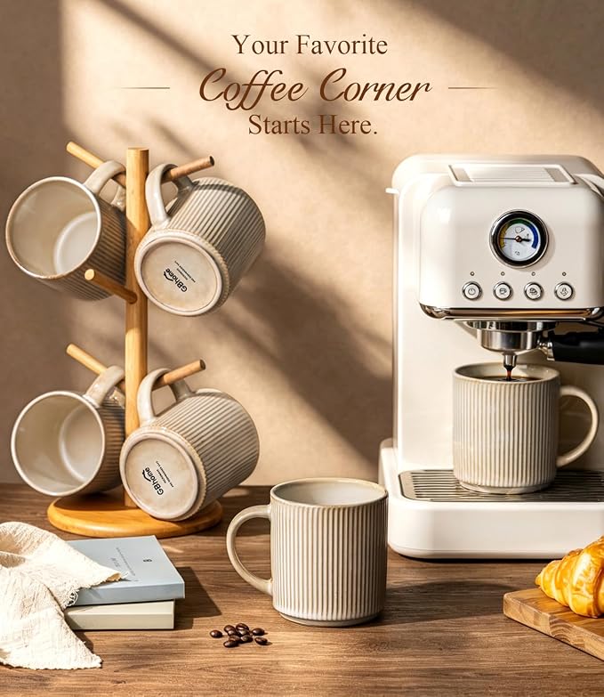 GBhome Coffee Mugs Set of 6，16 oz Coffee Cups with Handle | Cups for Latte, Tea, Cocoa & Milk, Ideal for Daily Use & Gifts, Microwave & Dishwasher Safe, Cappuccino - Image 9