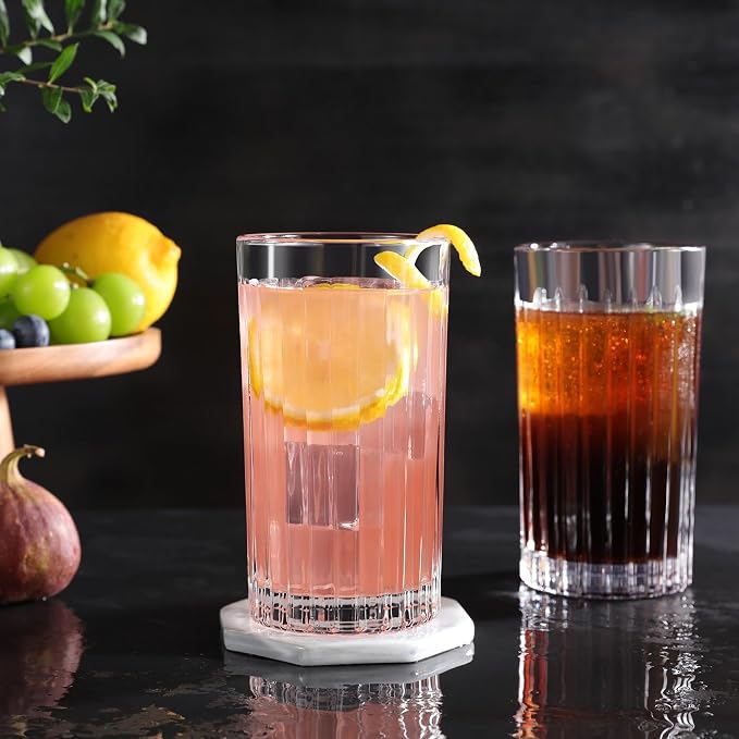Royalrose Premium VertiLine 13.5oz Highball Glasses Set of 6 (Tall glasses) | Heavy Tall Glass Sets. Lead-Free Crystal Drinking Glasses. Water Glasses, Mojito Glass Cups, and Mixed Drink Cocktail Glasses - Image 8