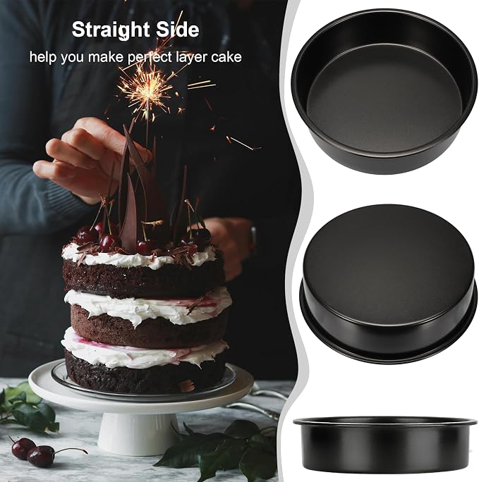 8 Inch Cake Pan, 3PCS Nonstick Baking Pans Set with 100PCS Parchment Paper | Cookie Cake Pan for Layer Cakes, Sturdy Round Cake Pans Sets for Baking for Birthday Christmas, Dishwasher Safe & Easy Clean - Image 5