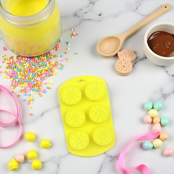 2Pcs Fruit Shaped Silicone Molds, 3D Lemon Fondant Mold Chocolate Candy Biscuit Sugar Baking Mold for Cake Cupcake Dessert Candle Decoration Suitable for Making Chocolates,Candy Making Supplies