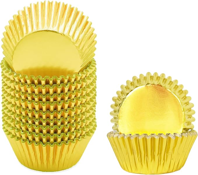 qiqee Foil Cupcake Liners, 300 Count, Standard Size, Gold by Qiqee