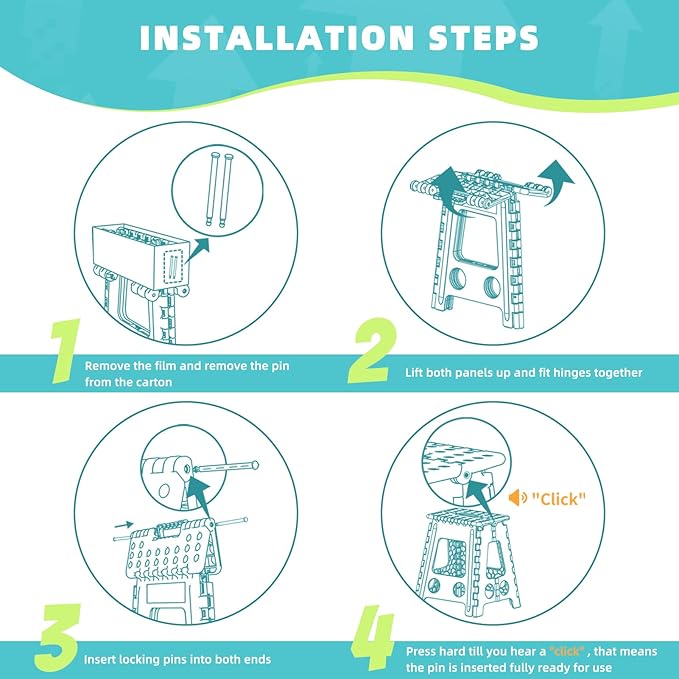 ACSTEP 17.5 Inch Heavy Duty Folding Step Stool for Adults, 400 lbs, Black | Collapsible Stepping Stool for Adults with Handle and Non-Slip Surface, for Kitchen, Garage, Bedroom and Outdoor Tasks - Image 7