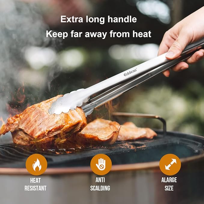 Grill Tongs UP TO 600 °F Extra Long BBQ Tong For Cooking 12" 17 INCH | BBQ Tongs, Extra Long Kitchen Tong, Heat Resistant 600 Degrees, Metal Locking Tong, For Cooking, Grilling, Outdoor Barbecue - Image 2