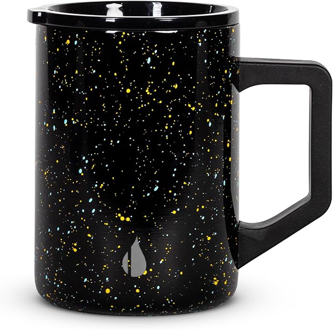 Elemental Insulated Coffee Mug - Triple-Wall Stainless Steel Summit Travel Cup for Hot and Cold Drinks - Thermal Coffee Mug with Lid and Handle for Camping, Office & Travel 16oz - Black Speckle by Elemental