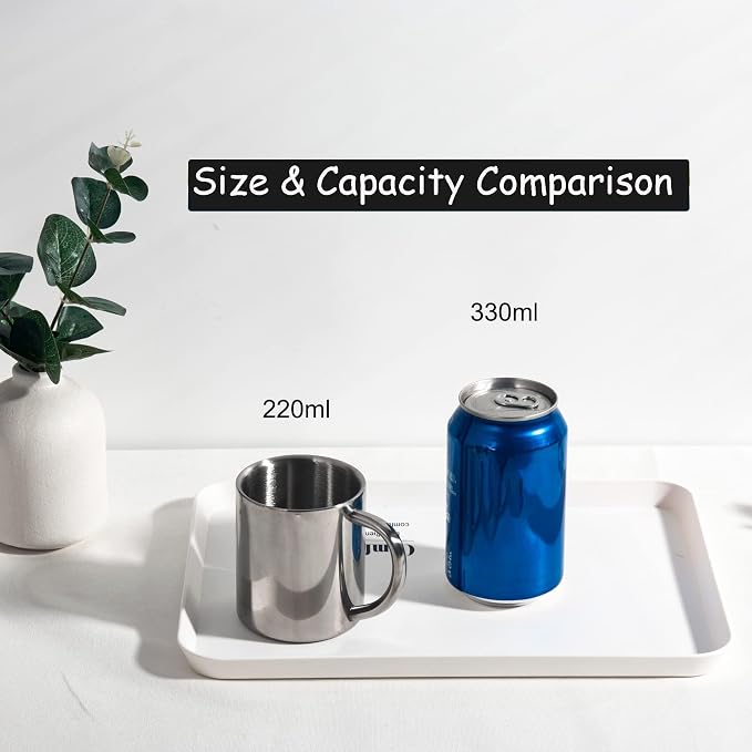 IMEEA Small Espresso Mug 7.5oz Double Wall Stainless Steel Cups, Set of 2 - Image 2