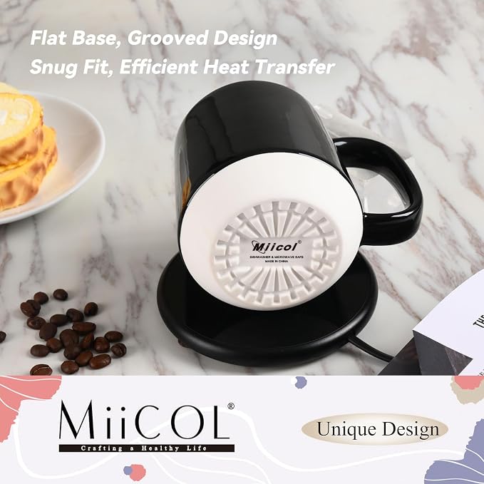 Miicol Ceramic Coffee Mug, 16 oz Large Coffee Cup, Tea Mug with Handle, Flat Bottom Mug for Men, Women, Office, Microwave and Dishwasher Safe, Multi-Color, Panda Black - Image 6