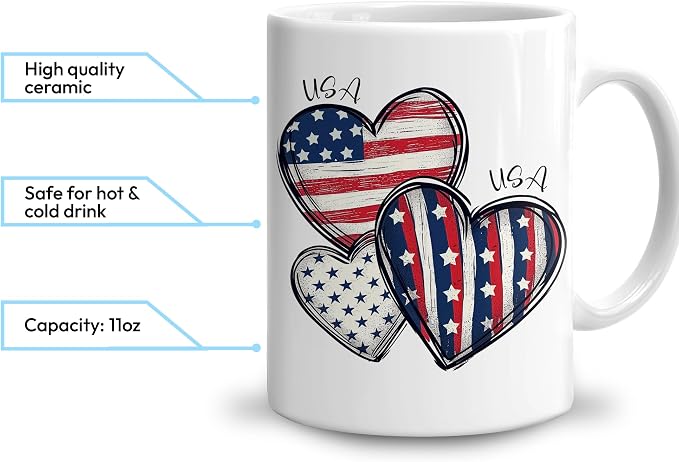 Hyturtle Personalized Gnome Mug Gifts For Women - 4th of July Mug | Gnome Lover Gift Ideas, Patriotic Gnomes, American Flag Red White Blue USA Custom Name 11oz White Ceramic Coffee Tea Cup - Image 3
