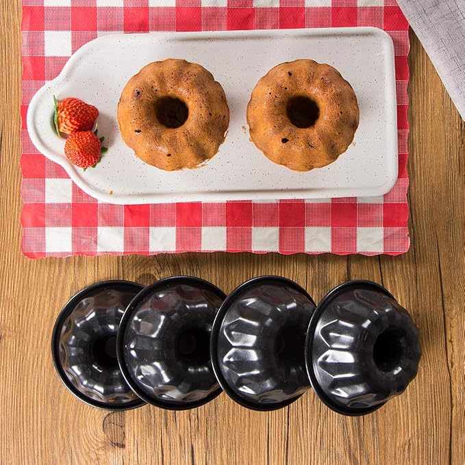 Webake 4 Inch Mini Fluted Tube Pans Nonstick Bakeware Set of 4, Angel Food Cake, Kugelhopf, Brownie - Image 7