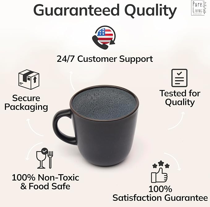 Large Stoneware Coffee Mugs Set of 4, 15.6 oz Coffee Cups with Reactive Glaze, Lead-Free, Dishwasher & Microwave Safe, Stain Resistant for Cocoa, Latte, Cappuccino & Tea, Dark Gray - Image 4