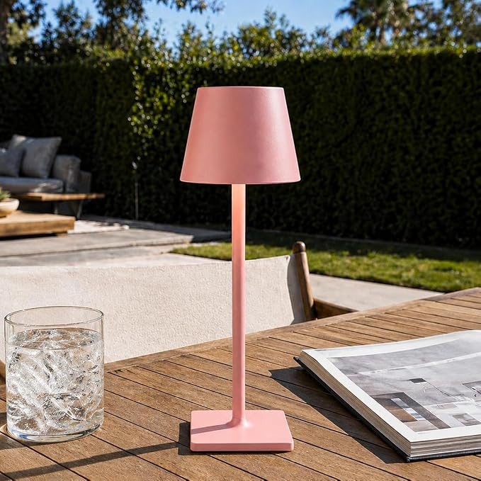 Yogaret Pink Cordless Table Lamps, 6000mAh Rechargeable Battery, 2 Pack | Portable table lights set of 2 wireless battery operated lamps for indoor tables, patio, restaurant, dinner and kitchen use - Image 2