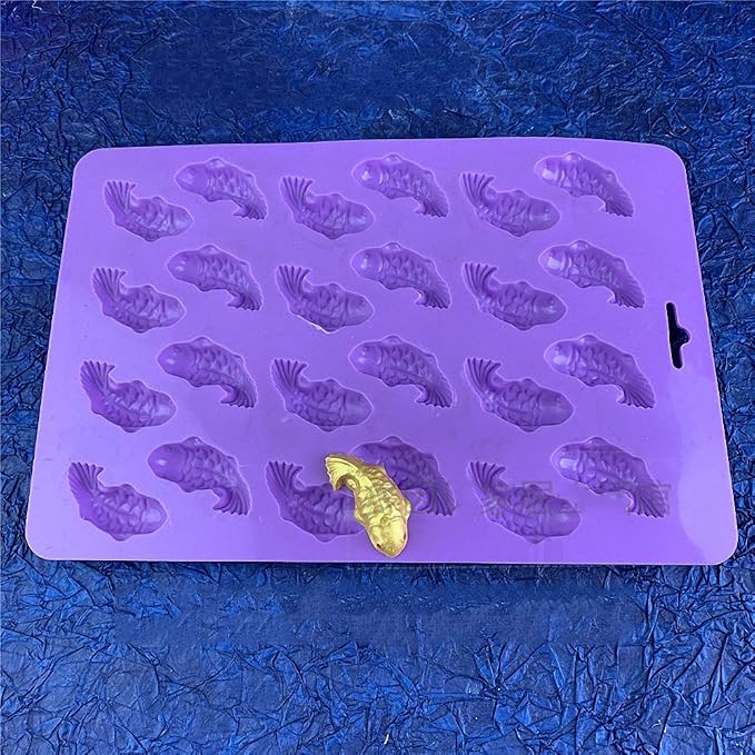 2Pcs 24-Cavity Koi Fish Carp Silicone Chocolate Molds, Goldfish Silicone Hard Candy Gummy Keto Fat Bombs Making Molds Ice Cube Trays Crayon Melt Mould - Image 6