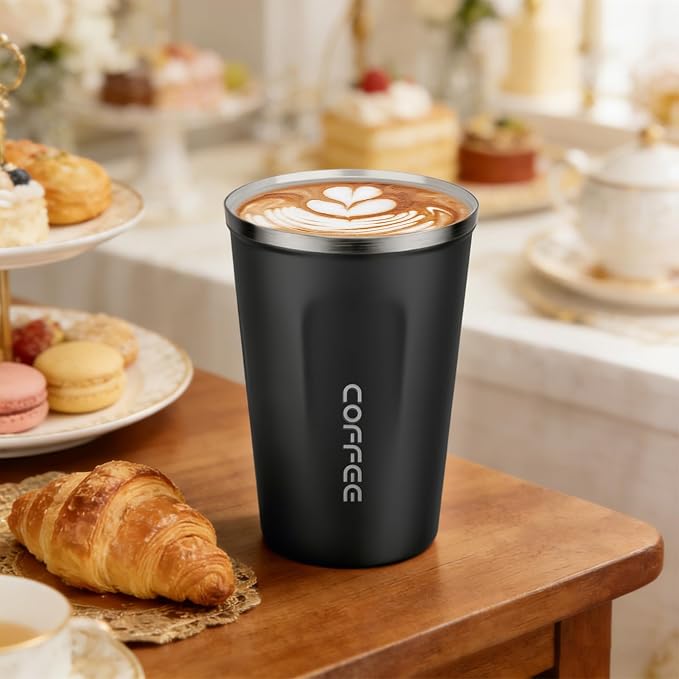 MOMSIV 12oz Travel Mug, Insulated Coffee Cup with Leakproof Lid, Vacuum Stainless Steel Double Walled Reusable Tumbler for Hot and Cold Water Coffee and Tea In Travel and Car Black | 6-Hour Heat Retention, 360°Leak proof, Vacuum Stainless Steel Double ... - Image 8
