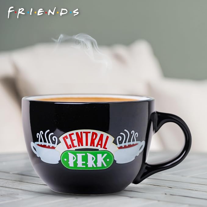 Silver Buffalo FRIENDS Central Perk Black Ceramic Mug Oversized for Coffee, Soup, 24 Ounces | Oversized for Coffee, Cup, Black, 0.71 Liters - Image 6