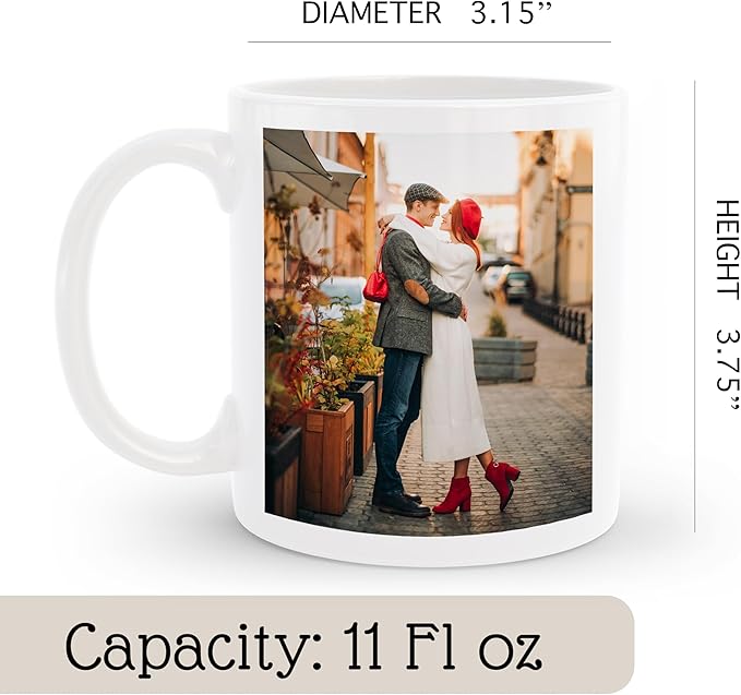Personalized Coffee Mug | Custom Photo Text and Logo Ceramic Mug | Customized 11 Oz Tea Cup for Men & Women | Unique Gift Idea - Taza Personalizadas Design with Picture or Message | White - Image 5
