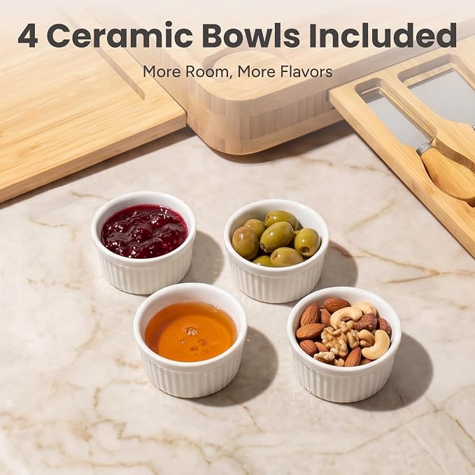 SMIRLY Charcuterie Boards Set, Large Cheese Board Set, Acacia | House Warming Gift, Wedding Gift for Couple, Bridal Shower Gift, Cheese Board Gift Set, Detachable Drawer Design, 3-Drawer - Image 7