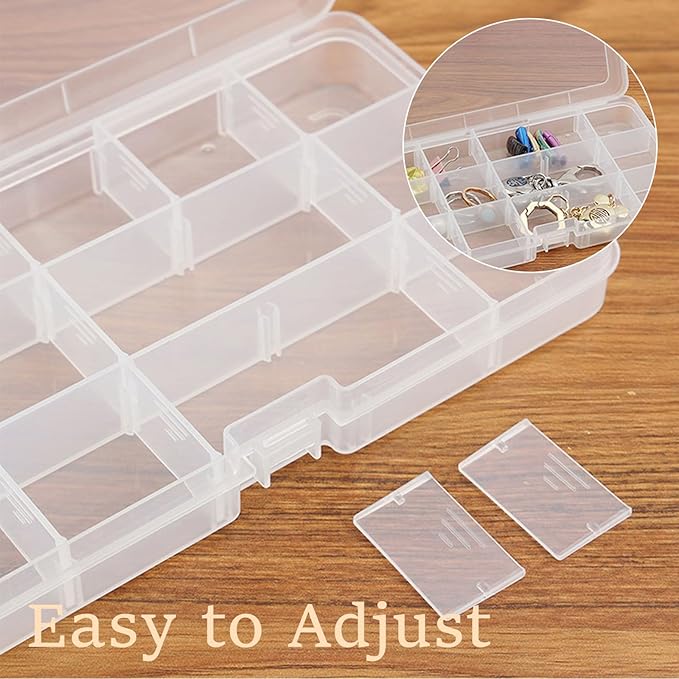 2PACK Extra Thick Bead Organizers, Mini Clear Plastic Storage Box Craft Containers for Nail jewelry rhinestones DIY Supply Case