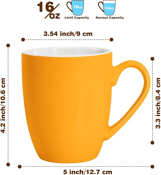 Urbanstrive 16 oz Large Coffee Mug with Handle Tea Cup Novelty Coffee Cup Idea Gift for Men Women Office Work (Orange) - Image 2