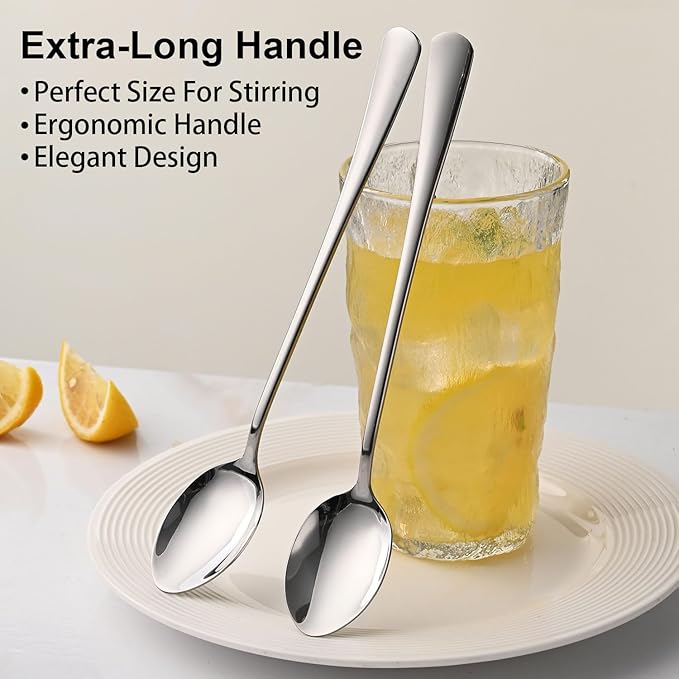 DEHOV 7.5 Inches Stainless Steel Iced Tea Spoons,Set Of 8 Long Stirring Spoons For Coffee,Cocktail,Ice Cream,Long Handle Iced Teaspoons,Latte Spoons For Mixing - Image 4