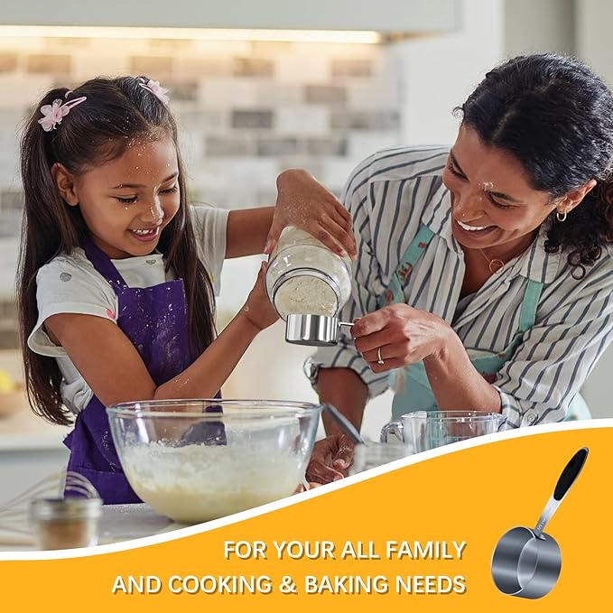 1PCS 1/2Cup (118ml, 4oz) Single Measuring Cup with Black Silicone Grip, Stainless Steel Individual Measure Scoop Only