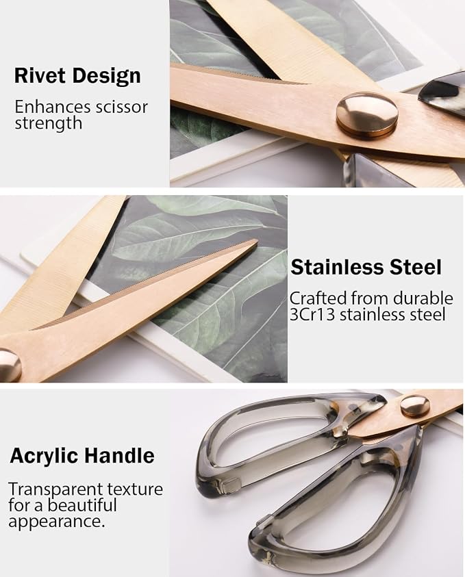 Kitchen Scissors All Purpose, ARCHIKING Kitchen Shears Cooking Scissor, Meat&Poultry Shears,Acrylic Handle Stainless Steel Utility Scissors with Comfort Grip Everyday Use (Brown) - Image 5