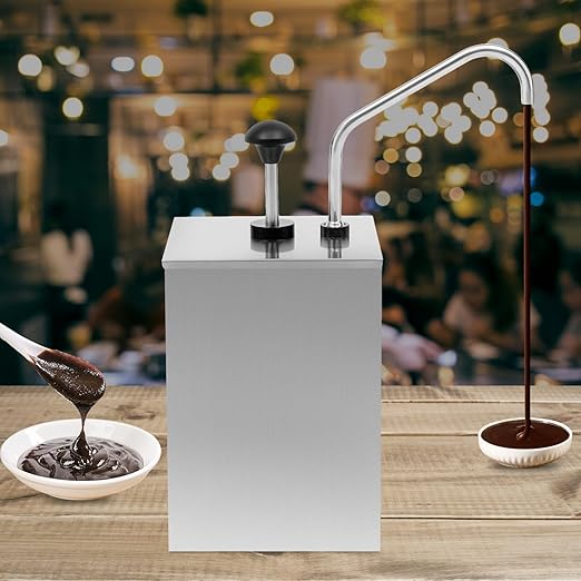 Stainless Steel Sauce Dispenser Pump, 4L/4.2Qt Squeeze Condiment Pump Station Commercial Soy Sauce Pump for Ketchup Syrup Salad Dressing Seasoning Sauce