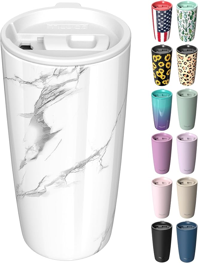 TILUCK 20 oz Insulated Coffee Tumbler with BPA-Free Lid | Travel Coffee Mug, Dishwasher Safe, Cup Holder Friendly, Double-Wall Vacuum Insulation for Hot & Cold Drinks, Marble by TILUCKBringsGoodLuck