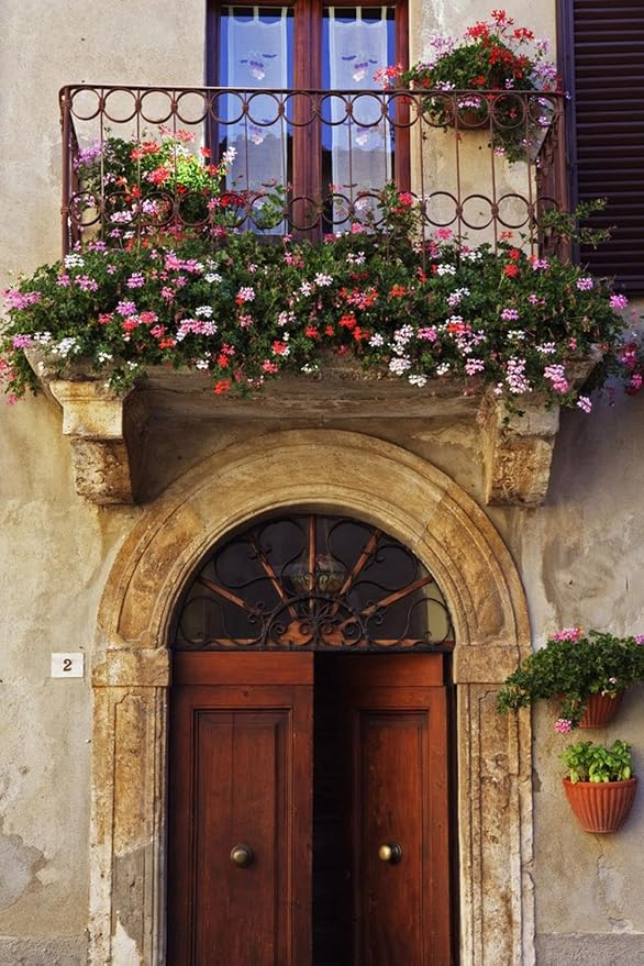 ART.COM Wall Photo Balcony Flowers and Doorway in Pienza Tuscany Italy by Julian Castle, 16" x 24" - Image 2