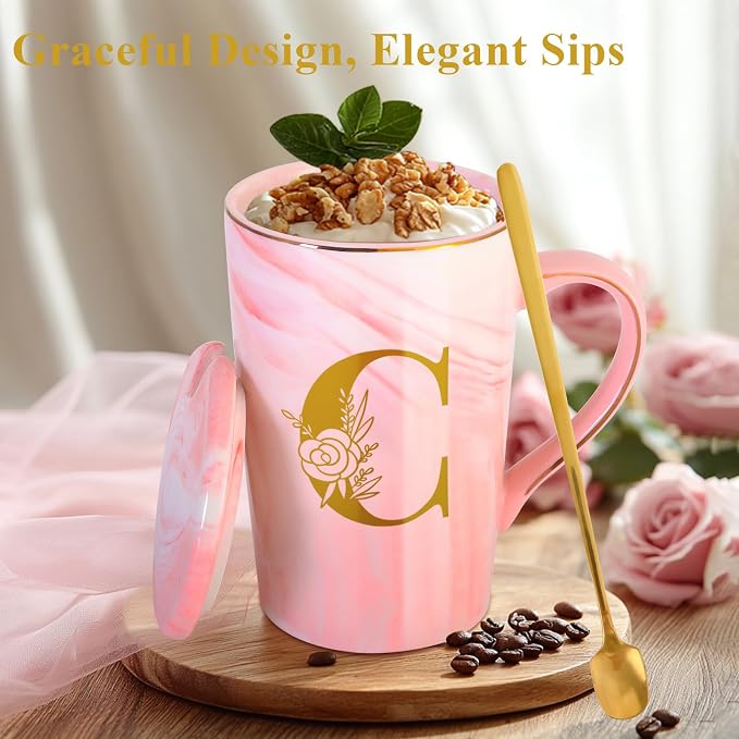 Personalized Ceramic Coffee Mug with Lid Tea Cup Girlfriend Gf Gifts Future Mrs Her Women Boyfriend 1 One Year Anniversary Meaningful Cute Romantic Christmas Xmas First Valentines I Love You More,C - Image 3