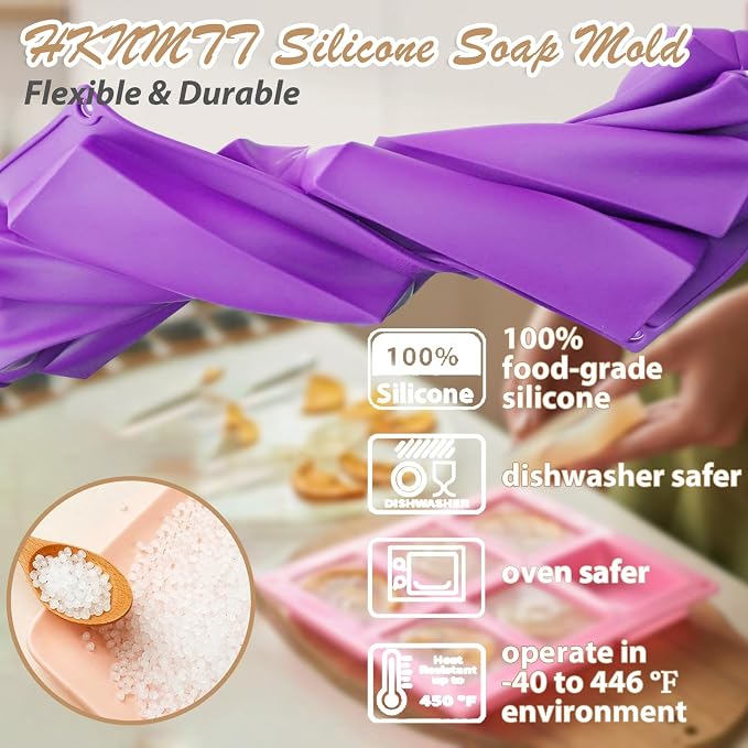 Rectangle Molds Silicone for Deep Chocolate Bar Food Grade Baking Molds for Rice Crispies Treats Cake Chocolate Bar Desserts Ice Cube Wax Melts Soap Homemade Non-stick Molds BPA free DIY Tray Molds - Image 5