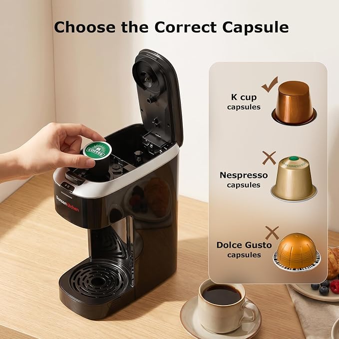 Bonsenkitchen 2-in-1 Single Serve Coffee Maker for K Cup & Ground Coffee | Fast Brewing (6-14oz), Travel Mugs Friendly, Space-Saving for Home，Office，Dorm - Image 3