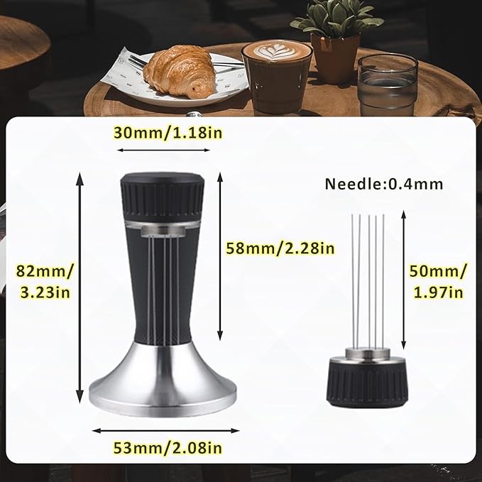 2-in-1 Espresso Tamper and Distributor Magnetic Set 53mm,Dual Head Coffee Tamper with Stirrer for 54mm Portafilter,Stainless Steel Espresso Tools for Barista Home Coffee Machine Accessories (Silver)