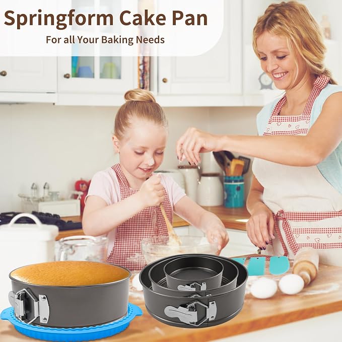 4, 7, 9, 10 Inches Springform Cake Pan Set, Spring Form Pans for Cheesecake, Nonstick Round Baking Pan Set with Silicone Protector, Parchment Paper, Icing Scrapers - Image 7