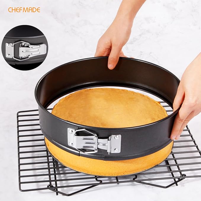 CHEFMADE Springform Pan, 10 Inch Round Cake Pan with Removable Bottom，Chiffon Bakeware for Oven and Instant Pot (Black) - Image 3