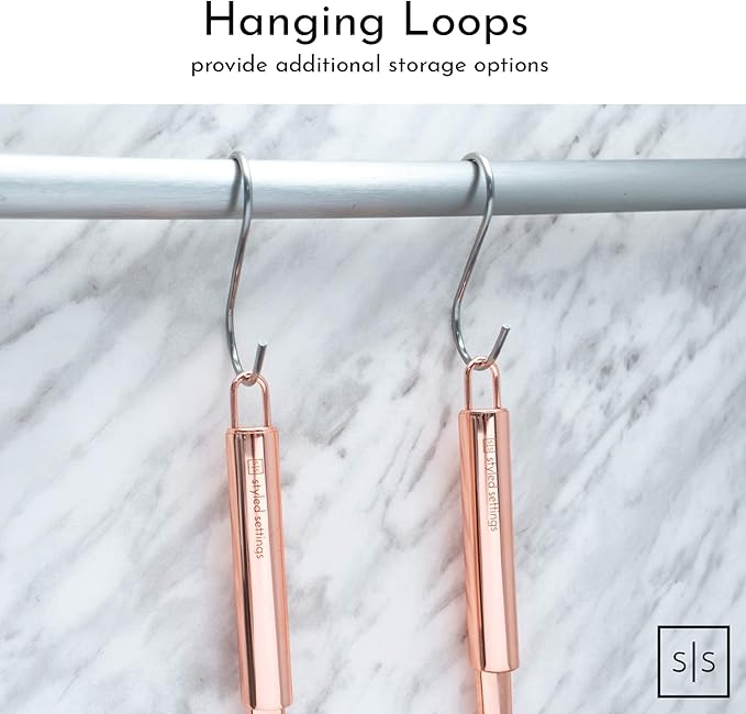 Styled Settings Copper Kitchen Utensils Set, 5-Piece | Copper Kitchen Accessories Includes Stainless Steel Ladle, Spoon, Pasta Fork, Spatula, and Skimmer - Unique Kitchen Gifts - Image 4