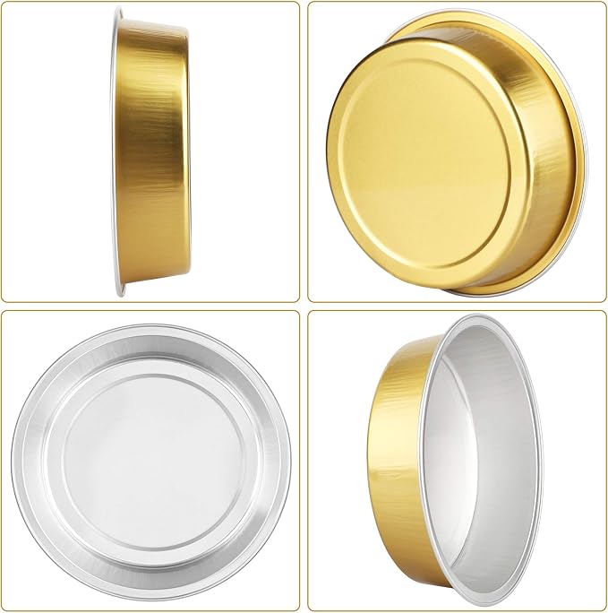 Beasea Disposable Pie Tins 4 Inch, 50 Pack Mini Tart Pans with Lids, 8 Oz Golden Aluminum Pie Pan Tin Tart Pans Round Oven Baking Mini Cake Pan for Pie Tart Quiche - Image 7