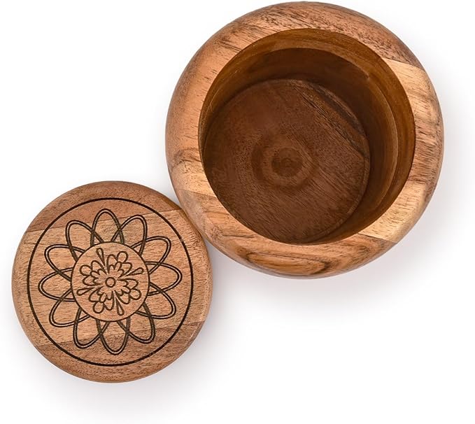 Kimona Food Jars & Canisters Acacia Wood round wooden storage jar with Lid for Keeping Cookies Pantry, Tea, Sugar, Coffee. (4.5" x 4.5" x 6") - Image 3