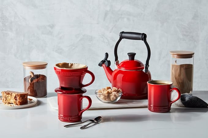 Le Creuset Stoneware Vancouver Mug, Set of 4, 14 oz. each, Cerise - Image 6