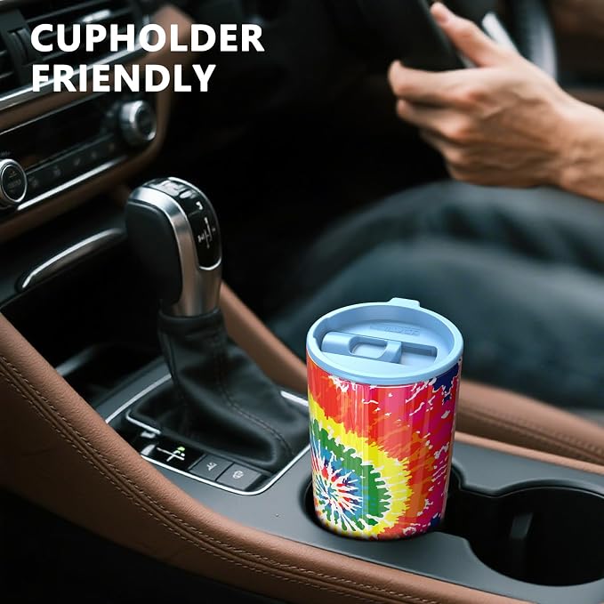 TILUCK 20 oz Insulated Coffee Tumbler with BPA-Free Lid | Travel Coffee Mug, Dishwasher Safe, Cup Holder Friendly, Double-Wall Vacuum Insulation for Hot & Cold Drinks, RotatingRainbow - Image 4