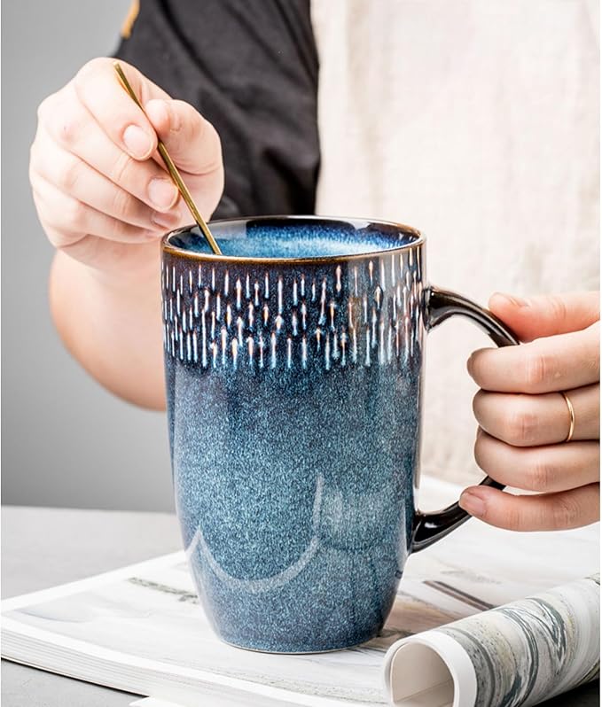Large Ceramics Coffee Mugs,21 OZ,Large Handle Design,Extra Large Tea and Coffee Cup for Office and Home，Microwave And Dishwasher Safe(Color:21 oz blue) - Image 6