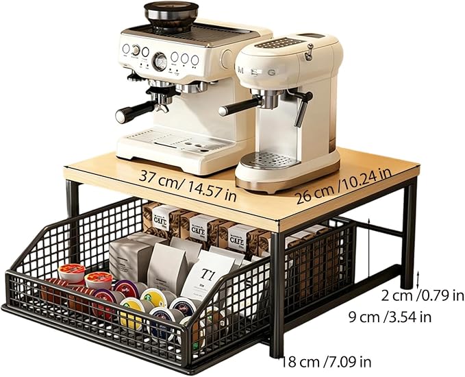 Sakerplus Coffee Pod Holder with Drawers (Black) | Coffee Pod Organizer and Coffee Pod Storage for Countertop, Metal Basket Coffee Pod Drawer Organizer for Kitchen, Office - Image 2