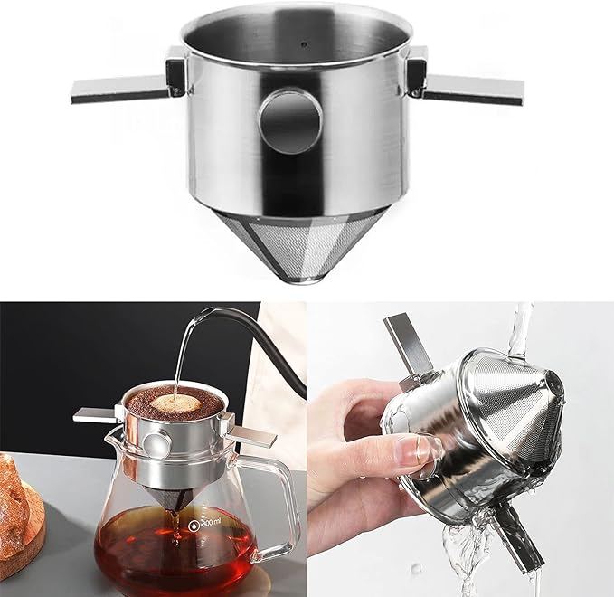 Paperless-Coffee Filter Cone -Dripper For Home-Travelling And Camping Reusable Filter Coffee-dripper Stainless Steel
