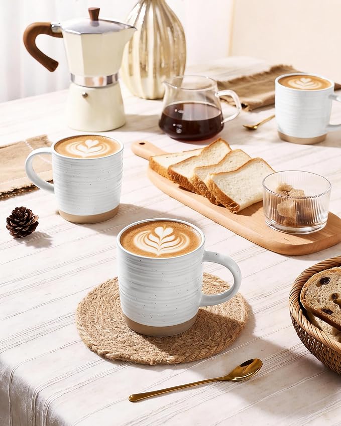famiware Coffee Mugs Set of 6, 13 oz Mug Set, Ceramic Cup Set with Handle for Coffee, Tea, Cocoa, Milk, Constellation Series, Polar White - Image 3